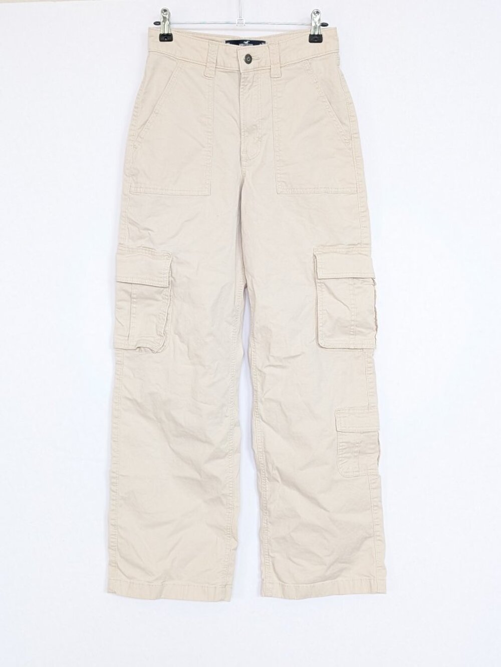 Hollister Ultra High-Rise Baggy Cargo Pants Women's 25R Beige Khaki Y2K pockets